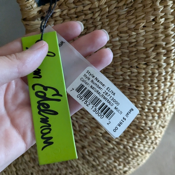 NWT! Sam Edelman Eliya Emerald Feather Straw Bag - Picture 7 of 7